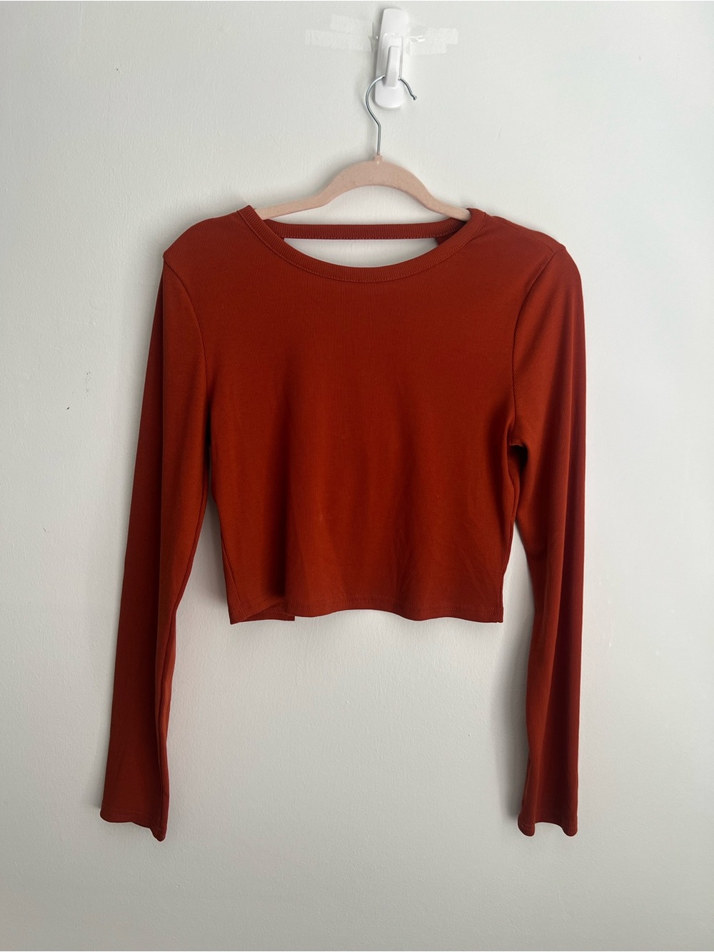Roommates Rust-Red Cropped Long Sleeve Top